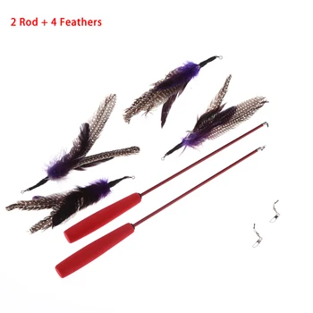 

2PCS Pet Cat Toy katten speelgoed Extendable Pet Kitten Cat Feather Teaser Wand Rod 4PCS Long Feather Cat Teaser Toy Set