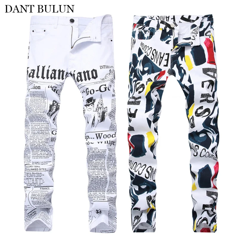 2020 Fashion Jeans Men Stretch Denim Printed Pants Straight Hip Hop Painted Jeans Casual Men Clothes Slim Skinny Fit Trousers 2023 winter new fleece lined thickened denim jacket women fashion right angle shoulder hand painted fur cotton padded coat