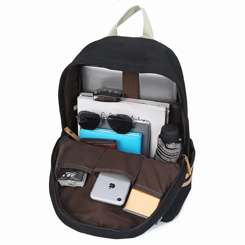 capacity Girls School Bags black Large 3pcs/sets backpack canvas Retro School Bags Children Backpack waterproof Bookbag Mochila