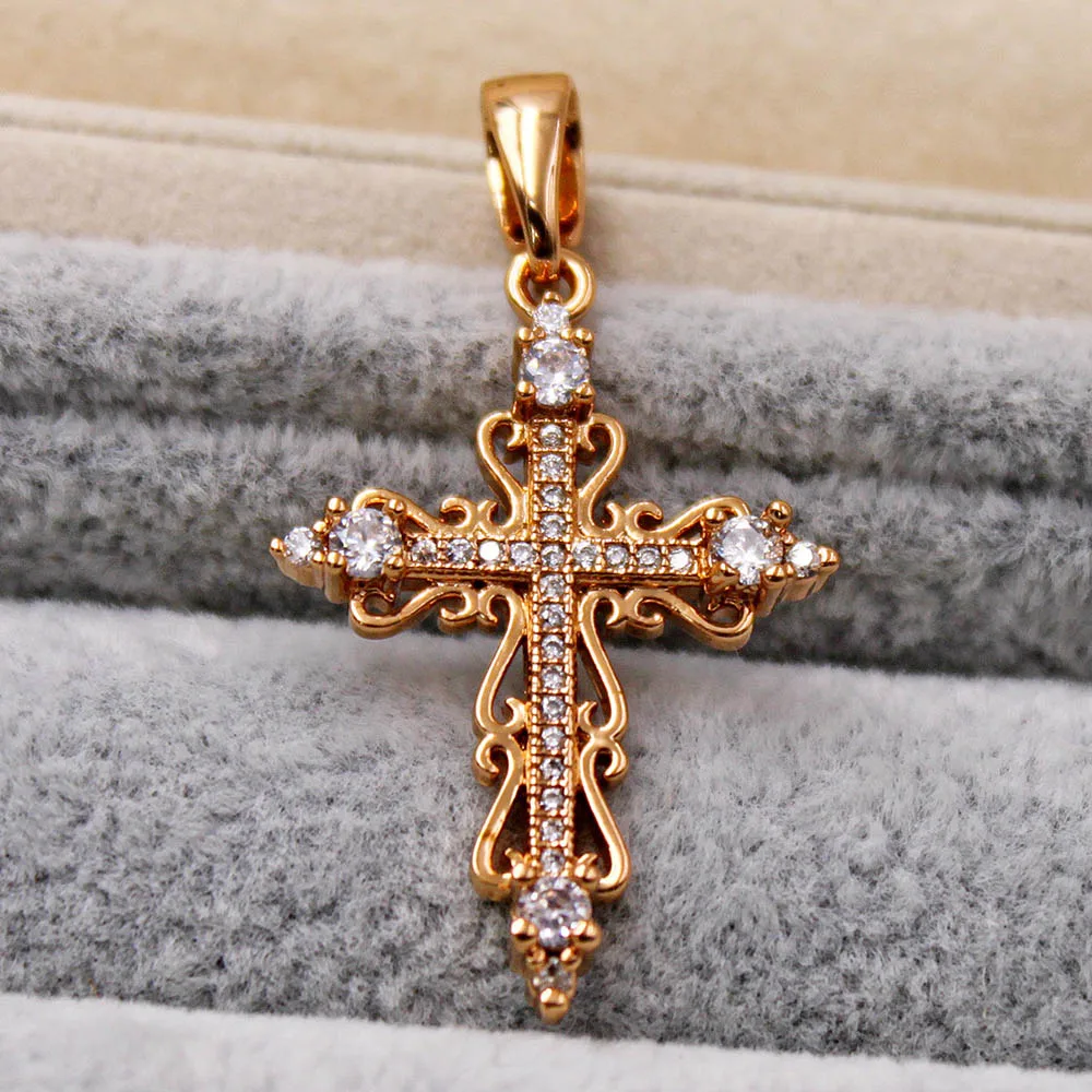 Женская богемная подвеска в форме Креста с белым золотом зеленое ожерелье