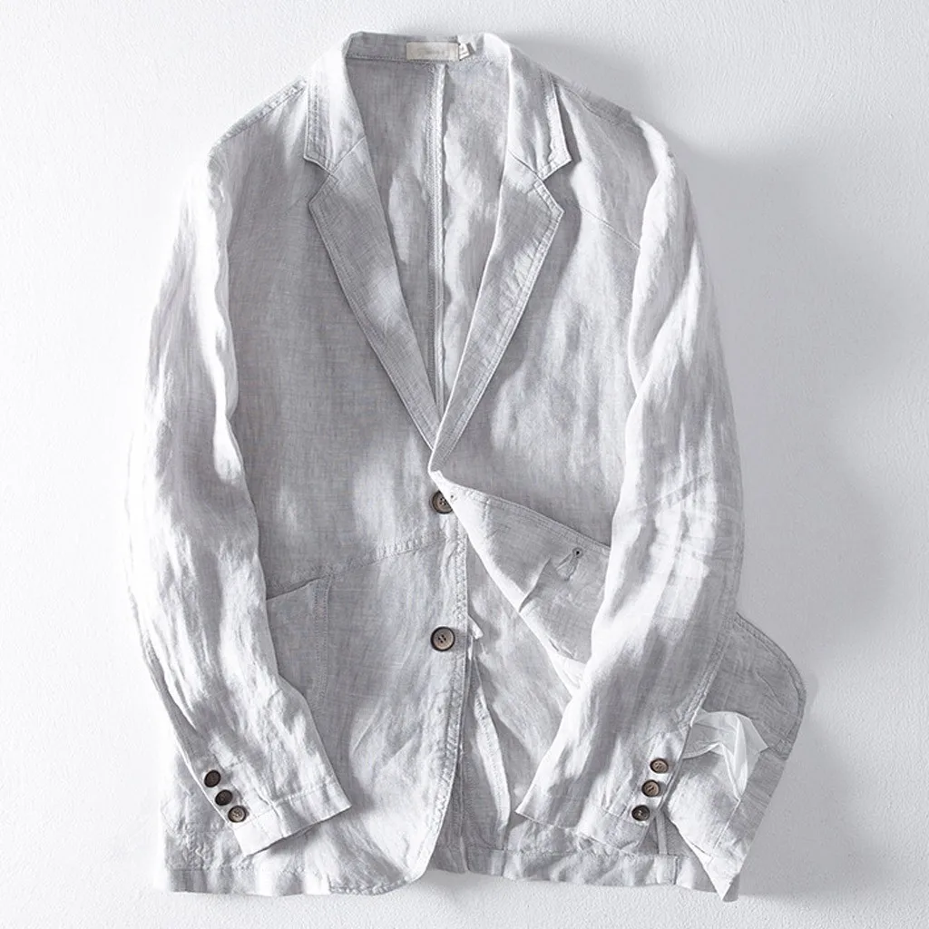 

Spring Autumn Fashion Linen Blazer Men Casual Linen Suit Jacket Slim Fit Coat Cardigan Male Clothes Long Sleeve Suits Blazer