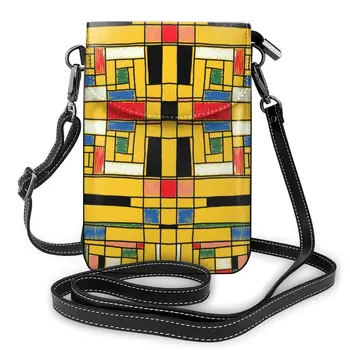 

NOISYDESIGNS Geometric Abstract Art Print Shoulder Bag Leather Small HandBags Women Street Messenger Bags Teenage Phone Purse