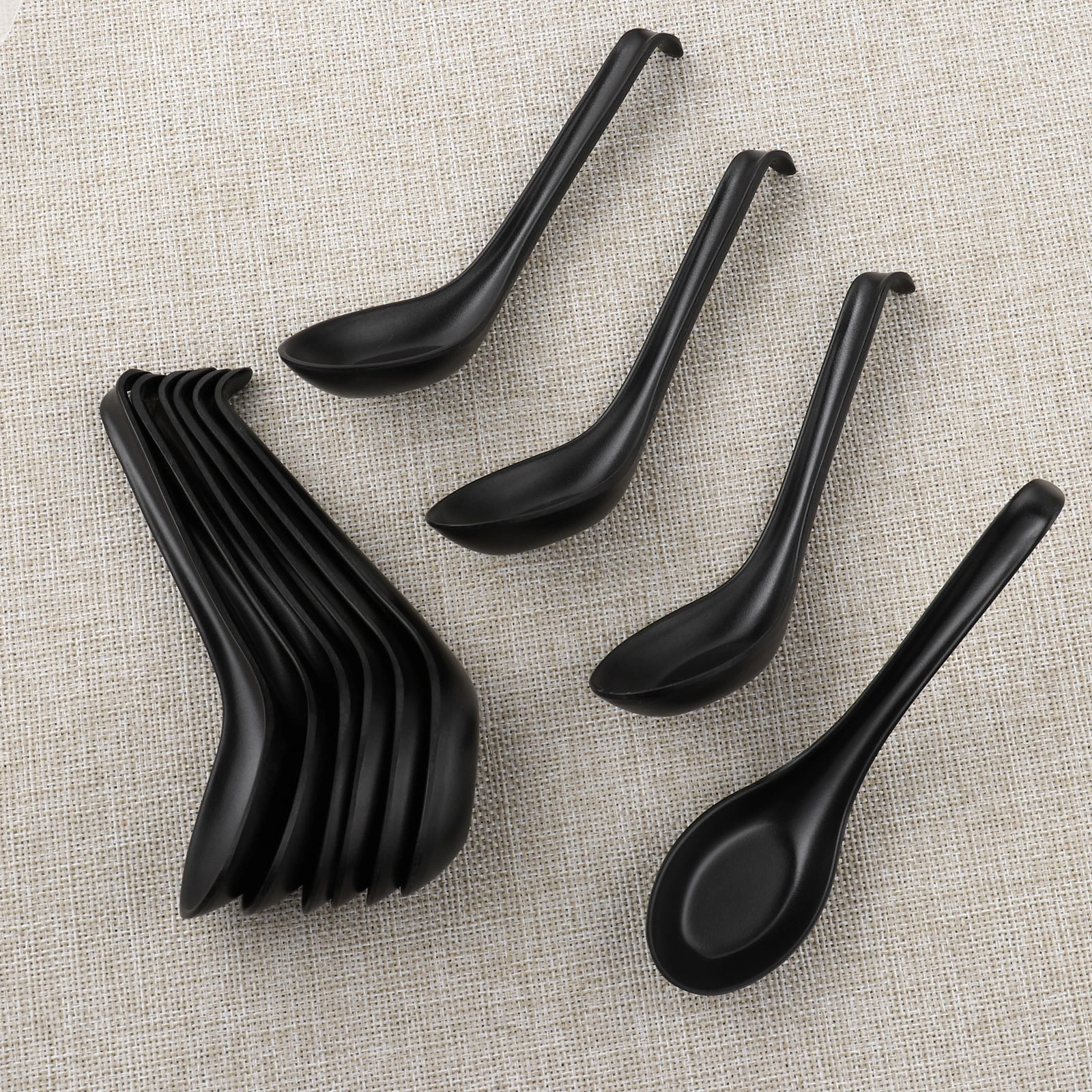 Melamine Pho Scoops Chinese Asian Soup Spoons Non Stick Wonton Rice Spoon Set Long Handle