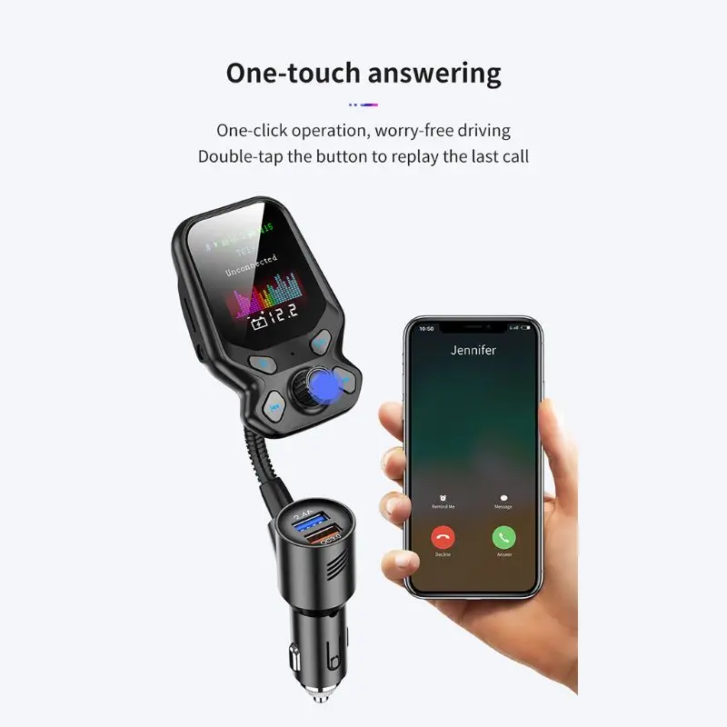 Беспроводной Bluetooth fm-передатчик 1,7" ЖК Автомобильный MP3-плеер QC3.0 Быстрая зарядка Комплект