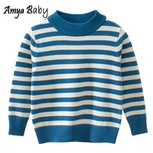 Amya Baby/ теплый осенне-зимний свитер для маленьких девочек пуловер в полоску детские свитера зимние топы для мальчиков детская верхняя одежда