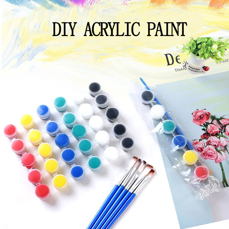 

6/8 Colors Acrylic Paint Set For Paint By Numbers Clothing Textile Fabric Hand Painted Wall Plaster Painting Drawing For Kids