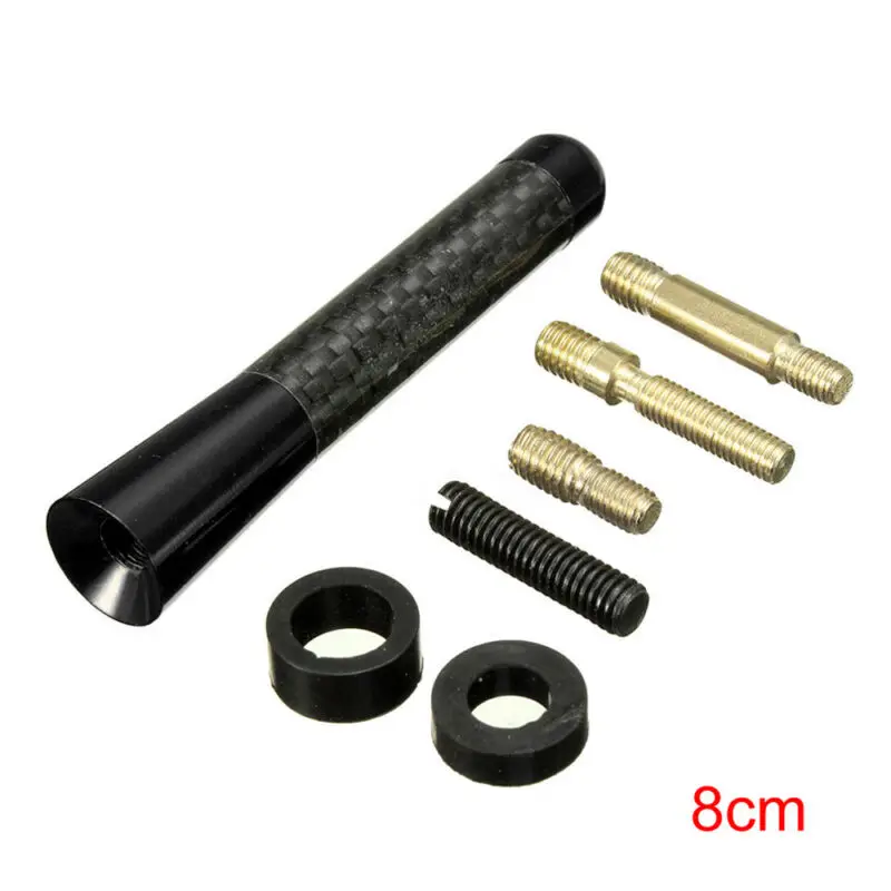 Black Carbon Fiber Aluminum Alloy Antenna with Stud Bolts Plastic Rings Car decoration accessories car screw-in antennas