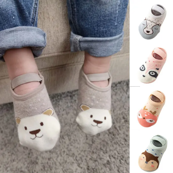 Newly 1 Pair Baby Kids Non-slip Floor Socks Shoes Soft Cute Breathable Warm for Home BFE88