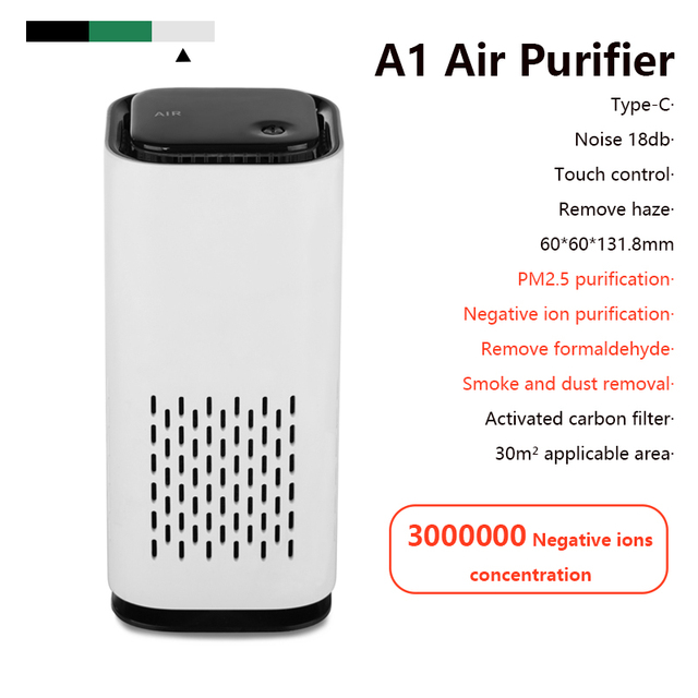 Purifier Air Cleaner for Home HEPA Filters USB cable Low Noise Portable Car home xiomi Air Purifier with Night Light Desktop