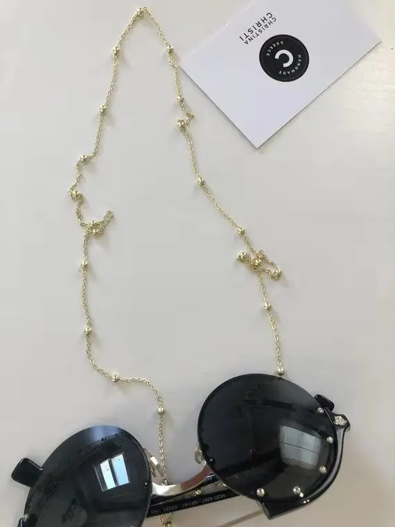 Gold Золотая цепочка для очков, золотая цепочка для солнцезащитных очков, шнурки для солнцезащитных очков, цепочка для солнцезащитных очков ожерелье, держатель для солнцезащитных очков, подарок для нее - Цвет: Gold
