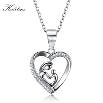 

KALETINE Genuine 925 Sterling Silver CZ Gift for Mother Love Mum with Baby Love Pendant Chokers Necklaces for Women Accessories