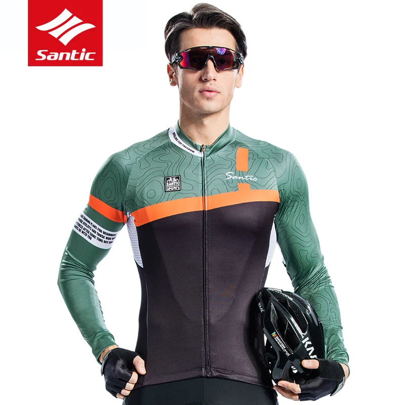 Santic мужской длинный рукав майки для велоспорта дышащий MTB дорожный велосипед Топ Джерси осень/зима езда на велосипеде спортивная одежда