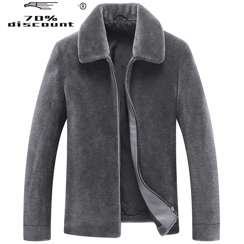 

Natural Sheep Shearling Fur Coat Winter Jacket Men 200%Wool Fur Warm Coat Plus Size Coat Men's Short Jacket AW9936 MY056