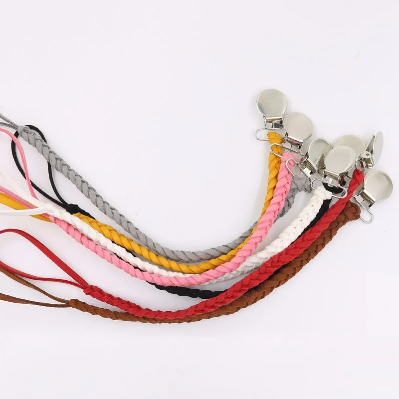 Детская Соска-пустышка с цепочкой, Кожаный Плетеный Прорезыватель для зубов, противоскользящая веревка, цепочка для прорезывания зубов держатель для соски для кормления, детская игрушка