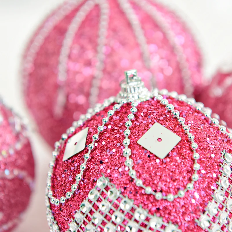 8 см Рождественская елка орнамент кулон розовый шар пузыря Рождественская Сцена окно торгового центра украшения
