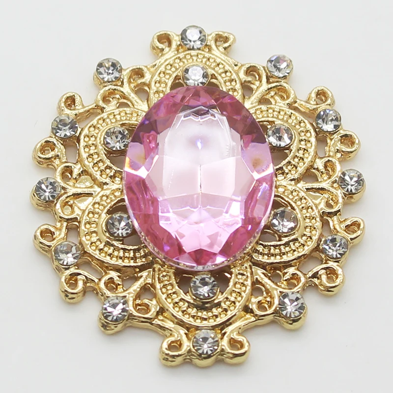 10pcs / lot26* 24MM25 Color(Mixed Order) Decorative Metal Rhinestone Button Flat Gold-Plated Flower Center DIY Accessories - Цвет: 3