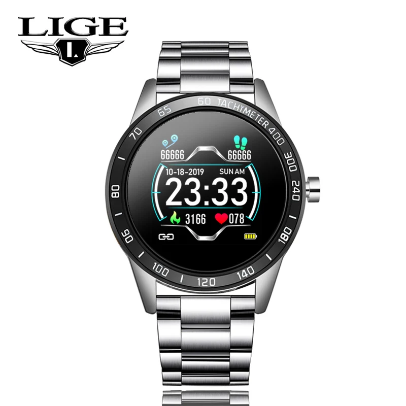 LIGE, новинка, IP67, водонепроницаемые Смарт-часы, пульсометр, монитор артериального давления, многофункциональный режим, шагомер, спортивные Смарт-часы+ коробка