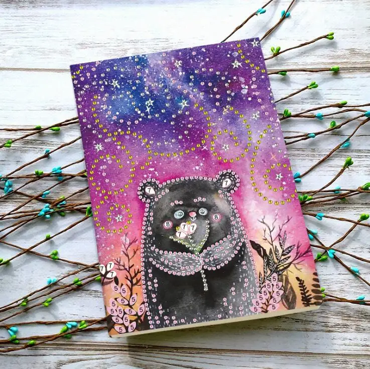 5D A5 блокнот DIY мультфильм животное в форме алмазов картина дневник вышивка Алмазная вышивка крестиком Рождественский подарок LK039