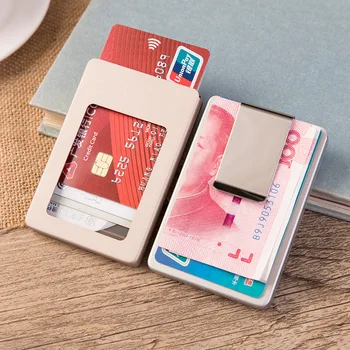 

Wholesale Men's Thumb Slip Stainless Steel Pocket Mini Card Wallet Waterproof Slim Business ID Name Credit Card Holder Card Case