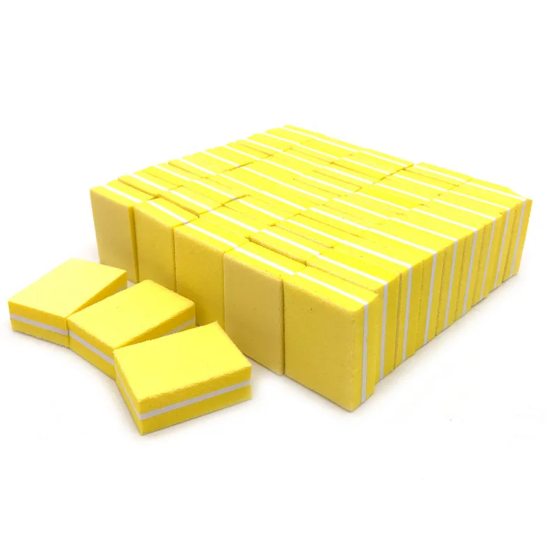 20Pcs/lot Buffing Sanding Nail Files Polisher Sanding Yellow Manicure Tool UV Gel Double-Side High Quality Tips Sponge Block Art