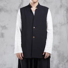 Осень г. и Новинка зимы Стиль китайско-Стиль Для мужчин 'S Стенд для одежды с воротником в китайском стиле Стиль Для мужчин жилет Ретро Для мужчин жилет