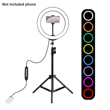 

With Tripod Stand Photography Filling LED Ring Light Live Streaming Selfie Phone Holder Metal Adjustable Brightness Portable