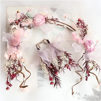 

real dry flower women hair decoration bride hairband headdress wedding hair accessories