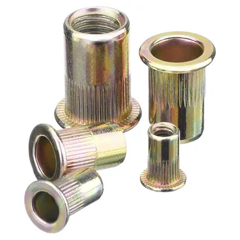 

166Pcs/Set Mixed Carbon Steel Rivet Nut M3 M4 M5 M6 M8 M10 M12 Nut Zinc Plated Flat Head Threaded Insert Nut Kit