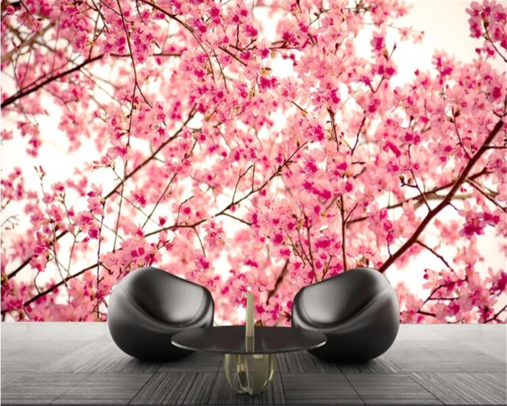 Beibehang Custom wallpaper Cherry blossom romantic modern TV background walls home decoration 3d wallpaper papel de parede