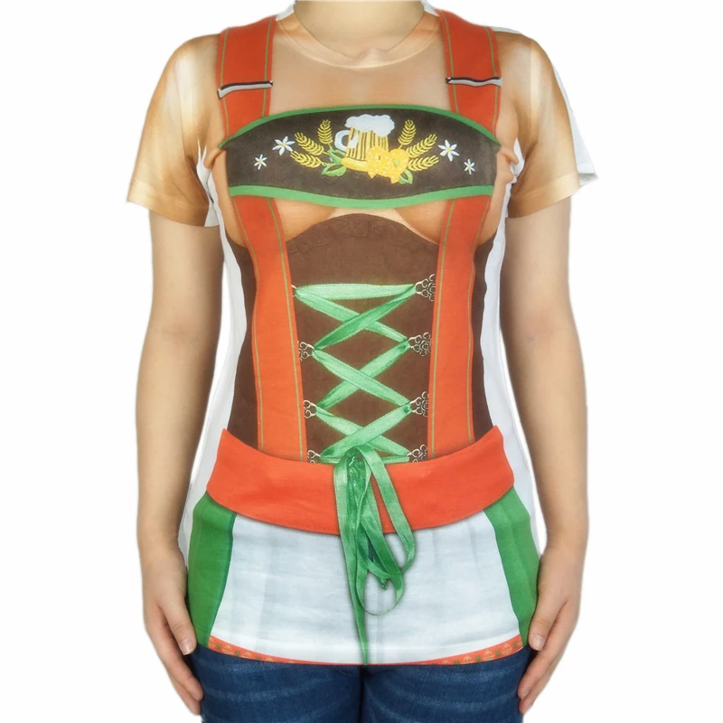 Забавный Немецкий Октоберфест Dirndl футболка с принтом для женщин, сексуальные футболки с короткими рукавами для девочек с принтом Bavarian Dirndl, большие размеры