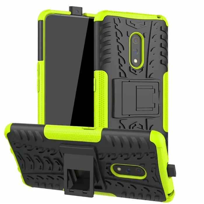 Для OPPO Realme X K3 3 3Pro чехол жесткий пластиковый мягкий силиконовый гибридный бронированная подставка PC+ TPU чехол для OPPO Realme 3 3Pro C2 A1K чехол - Color: green
