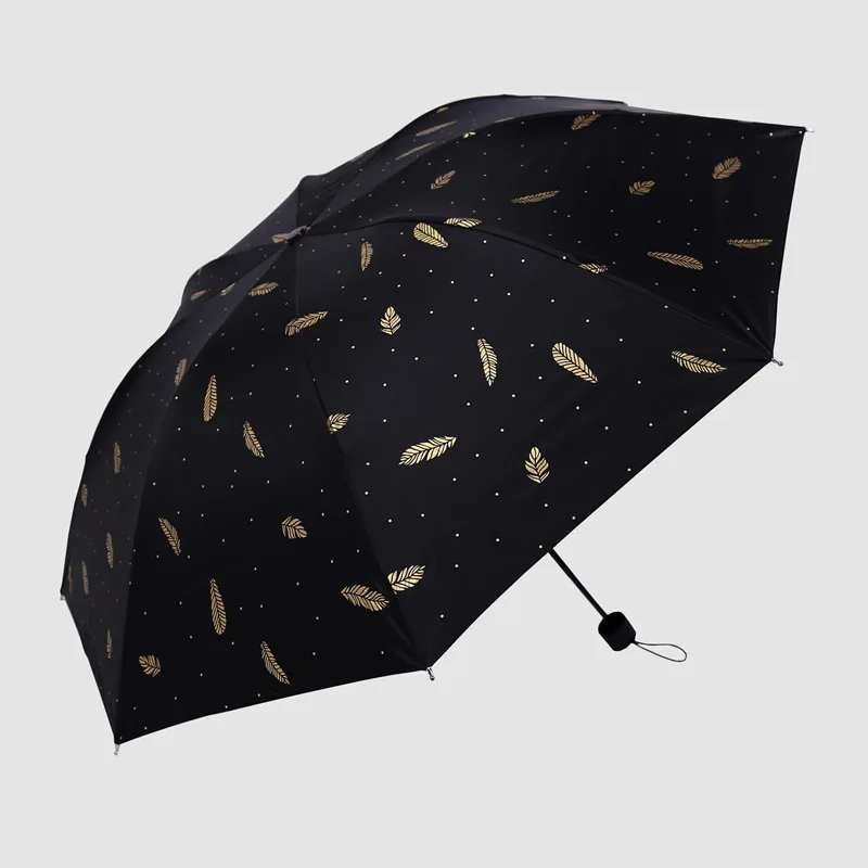 Трехкратно складываемый зонтик четырехлистный клевер черное покрытие солнцезащитный анти-УФ зонтик от солнца и дождя мужские и женские зонты двойного назначения