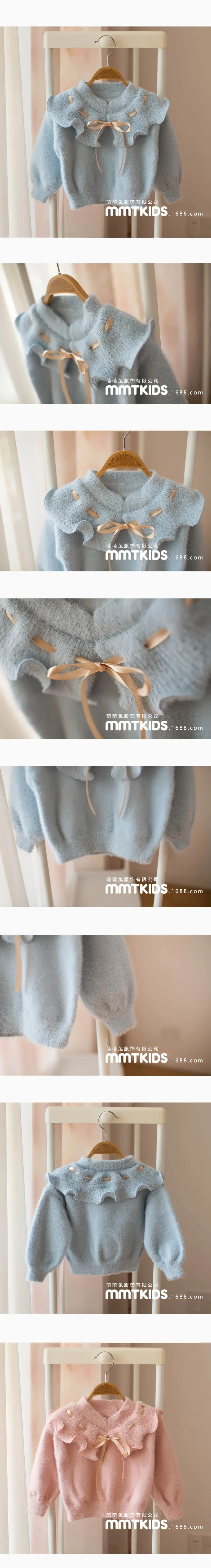 Mmtkids/Новинка; сезон осень-зима; Детский свитер; пуловер с бантом на шнуровке для девочек; яркие вязаные свитера; H797