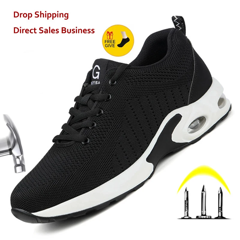 Men Work Safety Boot Air Mesh Steel Toe Safety Shoes Indestructible Sneakers Breathable Working Shoes Men safety shoes