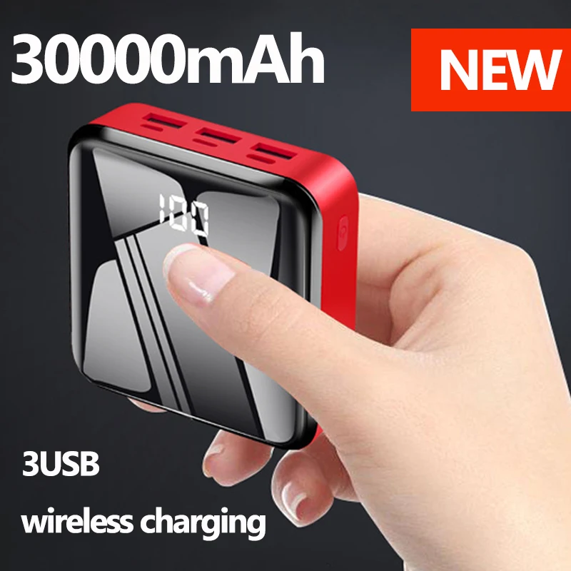 30000mAh Power Bank QI Wireless Charger Mini Digital Display LED Lights 3 USB Power Bank Portable Fast Charger External Battery|Power Bank| - AliExpress