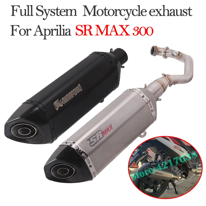 

Full System Motorcycle Exhaust Moto Motorbike Escape Muffler DB Killer 51mm Front Mid Connection Link Pipe For Aprilia SR MAX300