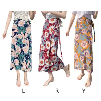 

Women Summer Beach Skirt Floral Idyllic Fresh Wrap Skirt Lace Apron One-piece Mid Carf Skirt