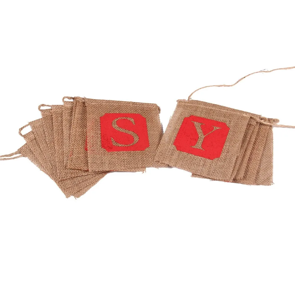 Merry Christmas Burlap Flag Christmas Pull Flag Christmas Party Banner Burlap Christmas Decoration Flag Hanging Banner Ornaments