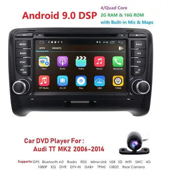 

Android 9.0 4-Core Car Radio Stereo DVD Player GPS Navigation For AUDI TT MK2 DAB OBD2 Bluetooth Headunit +Free Rear Camera+Map