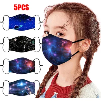 

5pc Mascarilla Child Kid Creative Space Print Outdoor Mask Cotton Washable Reusable Face Mask Adjustable Earloop Mask Mascarilla