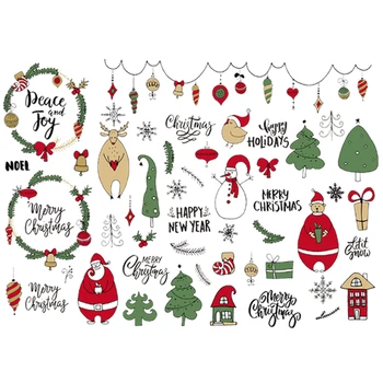 

Christmas Clipart Sticker Patch T-Shirt Jeans Decoration Diy Washable New Fashion Heat Transfer Patch Holiday Transfers Set