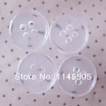 

100pcs Round Button 15mm 4-Hole Transparent Buttons & Shirts Button Resin Button Bulk ZK02791