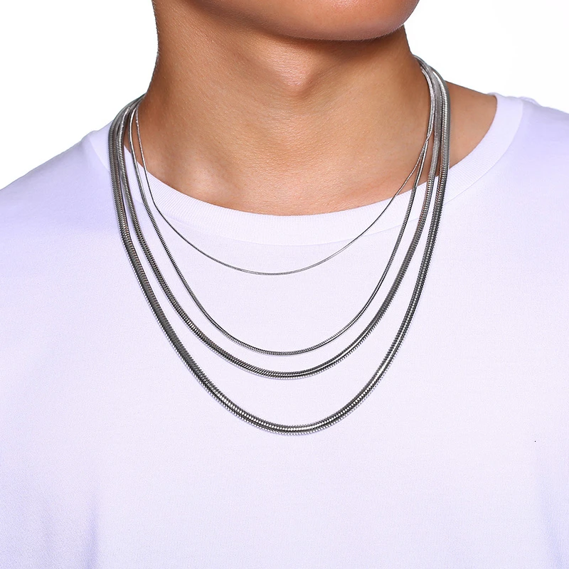 Vnox Basic Chain Necklaces for Men Never Fade Tone Stainless Steel