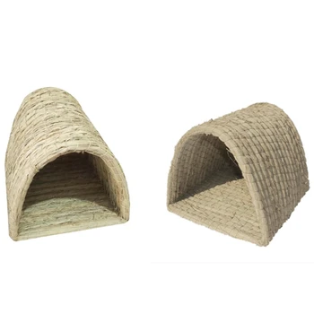 

Handwoven Straw Pet Nest Foldable Durable Hamster Playing Sleeping Nest for Rabbit Guinea Pig House Nest Pet Supplies