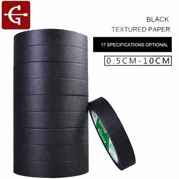 

6 Roll Black Masking Tape Multi Specification Tear Crepe Paper Masking-Tape Scrapbooking Decorative Sticker Label Adhesive Tape