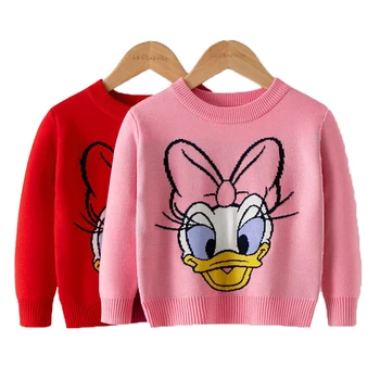 

Baby Girls Winter 2020 Autumn Cartoon Duck Pullover Knit Warm Sweaters Christmas Costume Girls Kids Printing Sweaters Clothes