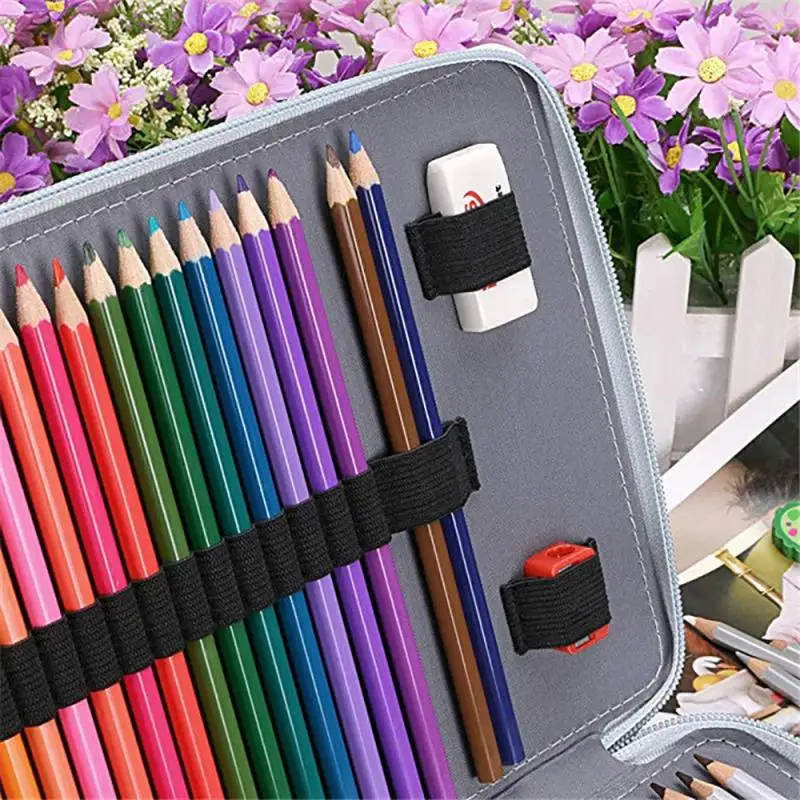 200 Holes PU Leather School Pencil Case Large Capacity Colored Pencil Bag Box Multi-functional Pencilcase For Art Supplies Gift