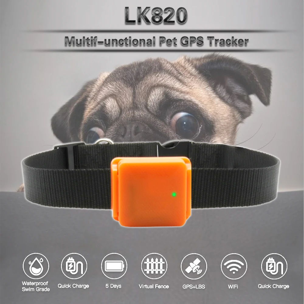 LK820 водонепроницаемый мини GPS трекер для домашних животных GSM локатор собак и