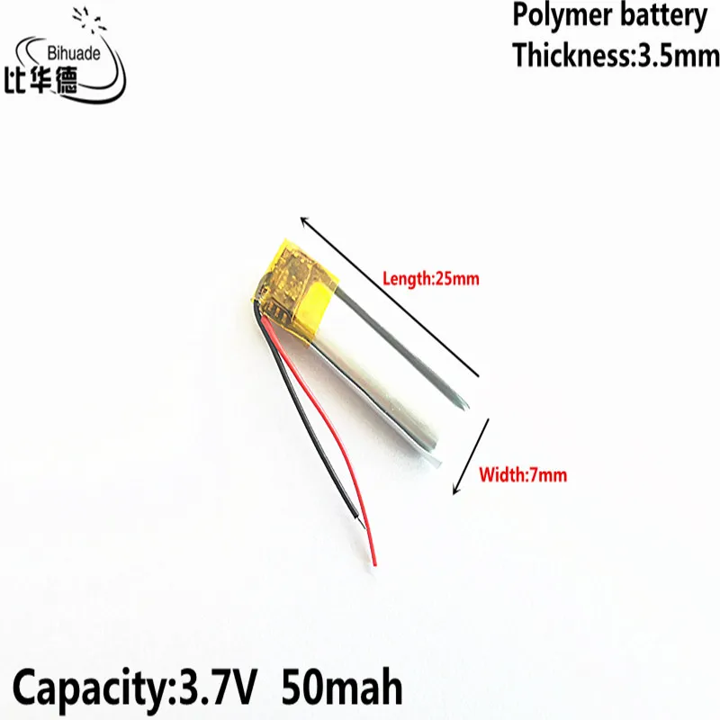Lithium Ion Battery Bluetooth Speaker Battery 3.7V 50mAH 350725 Polymer lithium ion/Li-ion battery for Bluetooth 4 generation earphone battery
