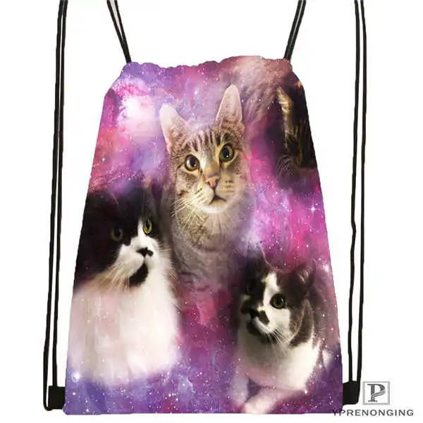 Drawstring Backpack Cutest_cat_ong_the_wheat_@ 01-походная сумка на шнурке милый рюкзак для детей(черная спинка) 31x40 см#180611-03-131 - Цвет: Drawstring Backpack